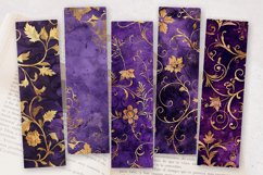 Purple and Gold Luxury Floral PNG Bookmark Sublimation Desig Product Image 2