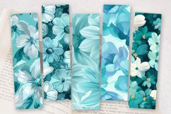 Turquoise Teal Pastel Flowers PNG Bookmark Sublimation Desig Product Image 2
