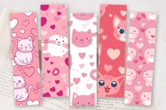 Cute Pink Kitten &amp; Hearts PNG Bookmark Sublimation Designs Product Image 2