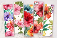 Summer Watercolor Hibiscus Tropical PNG Bookmark Sublimation Product Image 2