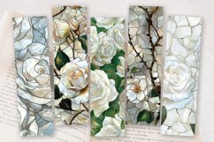 White Rose Stained Glass PNG Bookmark Sublimation Design Product Image 2