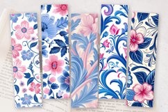 Pink and Blue Floral PNG Bookmark Sublimation Designs Product Image 2