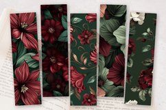 Emerald Burgundy Maroon Flowers PNG Bookmark Sublimation Des Product Image 2