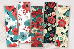Red &amp; Teal Flowers PNG Bookmark Sublimation Designs Product Image 2