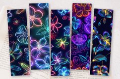 Cute Neon Blooming Flowers PNG Bookmark Sublimation Designs Product Image 2