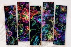 Neon Embroidery Flowers PNG Bookmark Sublimation Designs Product Image 2