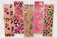 Pink and Gold Leopard PNG Bookmark Sublimation Design Product Image 2