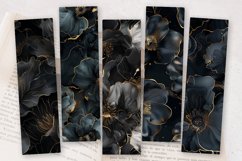 Luxury Black Alcohol Ink Flowers PNG Bookmark Sublimation De Product Image 2