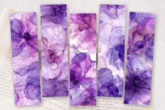 Lavender Alcohol Ink Flowers PNG Bookmark Sublimation Design Product Image 2