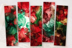 Red &amp; Green Alcohol Ink Flowers PNG Bookmark Sublimation Des Product Image 2