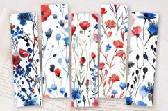 Red Blue Watercolor Wildflowers PNG Bookmark Sublimation Des Product Image 2