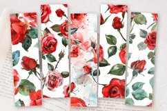 Romantic Watercolor Red Roses PNG Bookmark Sublimation Des Product Image 2