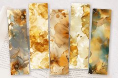 Gold Alcohol Ink Flowers PNG Bookmark Sublimation Designs Product Image 2