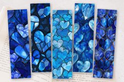 Blue Stained Glass Hearts PNG Bookmark Sublimation Designs Product Image 2