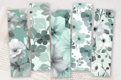 Mint &amp; Grey Flowers PNG Bookmark Sublimation Designs Product Image 2