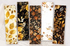 Glitter Gold Autumn Floral PNG Bookmark Sublimation Des Product Image 2