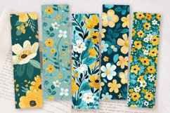 Teal &amp; Yellow Cute Flowers PNG Bookmark Sublimation Designs Product Image 2