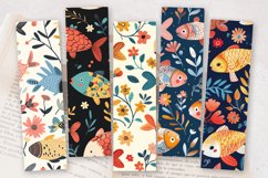 Cute Floral Fishes PNG Bookmark Sublimation Designs Product Image 2
