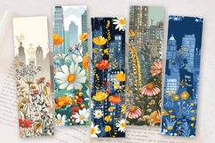 Cityscape Wildflowers PNG Bookmark Sublimation Designs Product Image 2