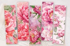 Pink Watercolor Peonies PNG Bookmark Sublimation Designs Product Image 2