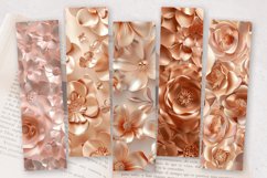 Rose Gold 3D Flowers PNG Bookmark Sublimation Designs Product Image 2