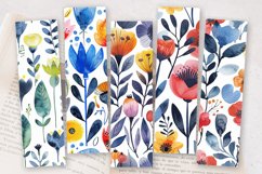 Watercolor Scandinavian Flowers PNG Bookmark Sublimation Des Product Image 2