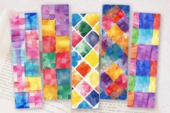 Watercolor Colorful Checkered PNG Bookmark Sublimation Des Product Image 2