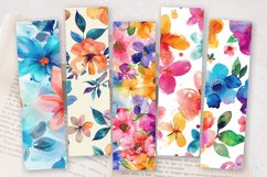 Colorful Watercolor Flower PNG Bookmark Sublimation Designs Product Image 2