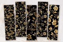 Black and Gold Floral PNG Bookmark Sublimation Designs Product Image 2