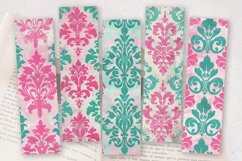 Pink &amp; Teal Damask PNG Bookmark Sublimation Designs Product Image 2
