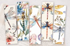 Watercolor Floral Dragonfly PNG Bookmark Sublimation Designs Product Image 2