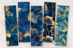 Blue and Gold Ginkgo PNG Bookmark Sublimation Design Product Image 2