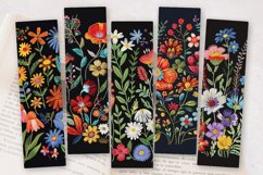 Boho Wildflowers Embroidery PNG Bookmark Sublimation Designs Product Image 2