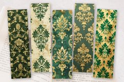 Damask Green Gold PNG Bookmark Sublimation Des Product Image 2