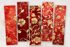 Red and Gold Luxury Floral PNG Bookmark Sublimation Design Product Image 2