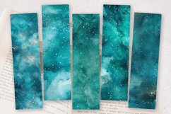 Teal Galaxy Glitter PNG Bookmark Sublimation Design Product Image 2