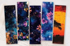 Cosmic Floral Galaxy PNG Bookmark Sublimation Designs Product Image 2