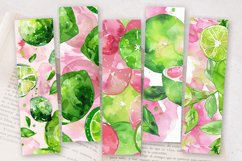 Pink &amp; Green Watercolor Limes PNG Bookmark Sublimation Desig Product Image 2