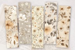 Neutral Beige Flowers PNG Bookmark Sublimation Designs Product Image 2