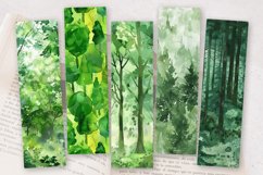 Watercolor Green Forest PNG Bookmark Sublimation Design Product Image 2
