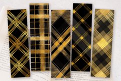 Gold &amp; Black Plaid PNG Bookmark Sublimation Designs Product Image 2