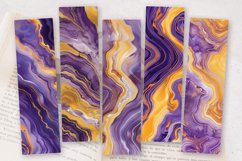 Purple &amp; Yellow Marble Agate PNG Bookmark Sublimation Design Product Image 2
