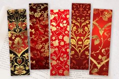 Red &amp; Gold Heart Floral PNG Bookmark Sublimation Designs Product Image 2