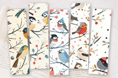 Cute Winter Birds Flowers PNG Bookmark Sublimation Designs Product Image 2