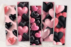 Pink &amp; Black 3D Hearts PNG Bookmark Sublimation Designs Product Image 2