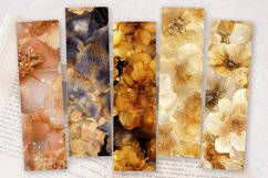 Gold Glitter Alcohol Ink Flowers PNG Bookmark Sublimation De Product Image 2