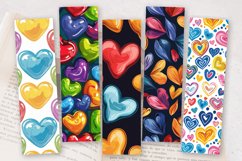Colorful Love Hearts PNG Bookmark Sublimation Design Product Image 2