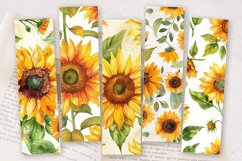 Watercolor Sunflowers PNG Bookmark Sublimation Designs Product Image 2
