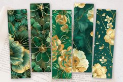 Emerald Gold Flowers PNG Bookmark Sublimation Designs Product Image 2
