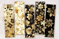 Gold Flowers PNG Bookmark Sublimation Designs Product Image 2